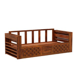 Raj Solid Sheesham Wood 3 Seater Sofa Cum Bed with Mini Storage and Side Pockets - 3 Years Warranty