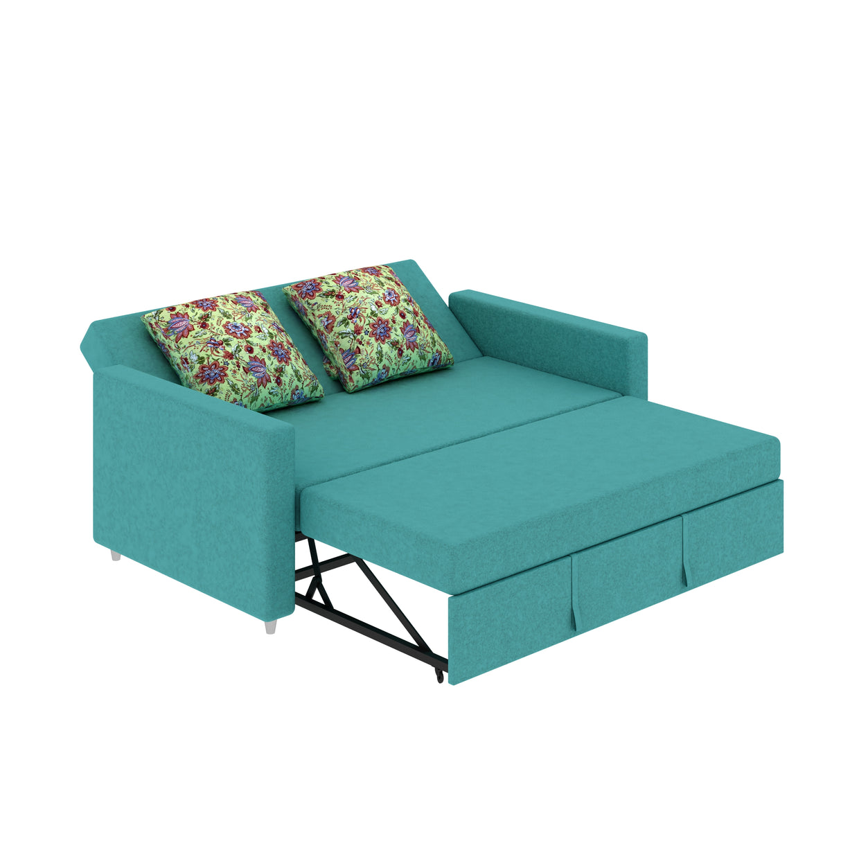 Victoria Fabric 3 Seater Pull Out Sofa Cum Bed(Blue) - 24 Months Warranty