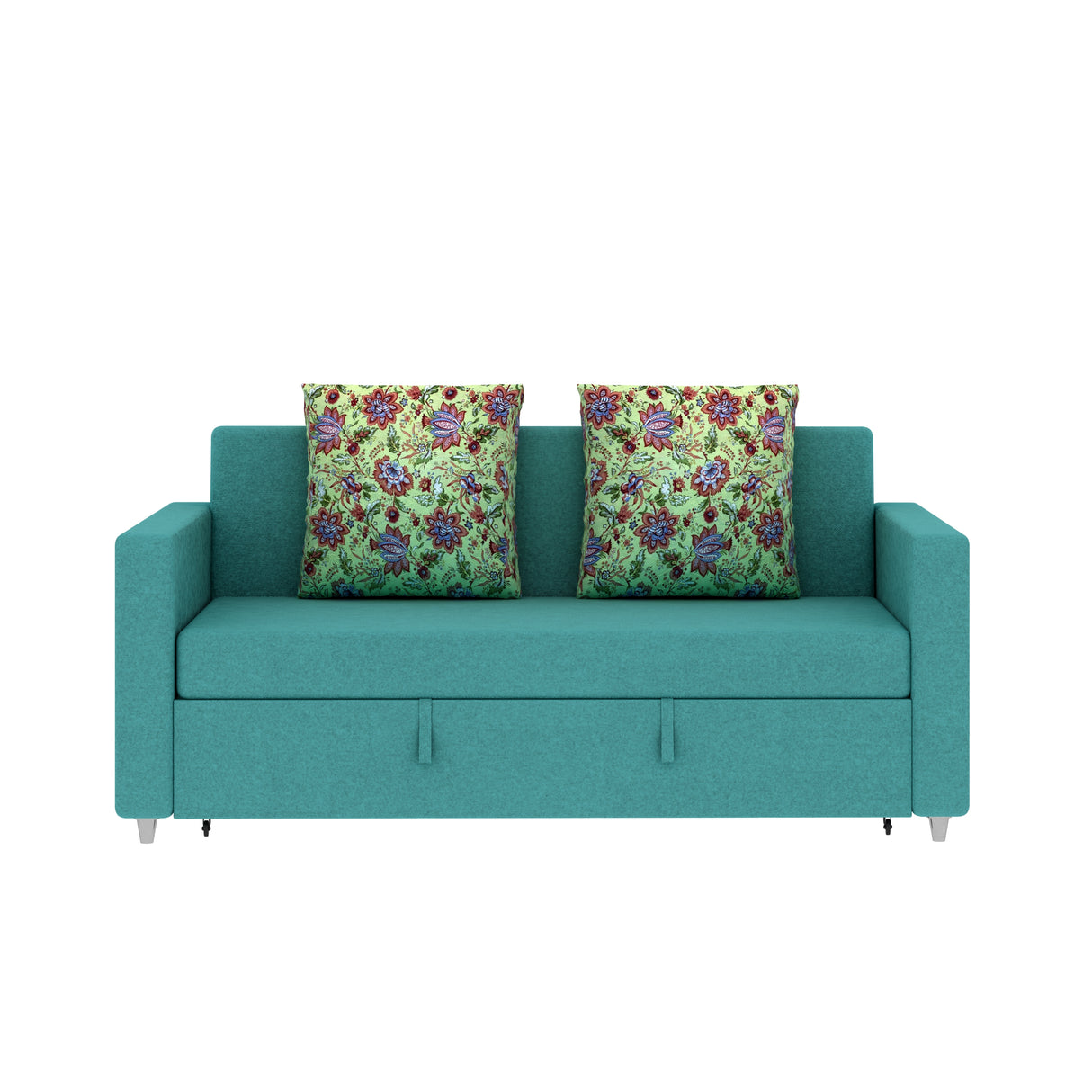Victoria Fabric 3 Seater Pull Out Sofa Cum Bed(Blue) - 24 Months Warranty