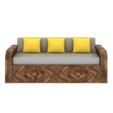 Wave Solid Sheesham Wood 3 Seater Sofa Cum Bed with Footboard Design - 3 years Warranty