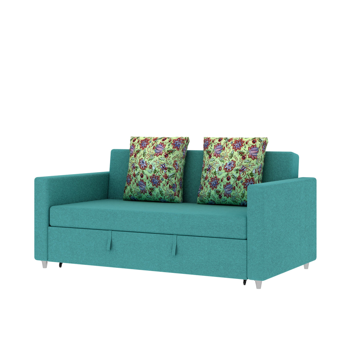 Victoria Fabric 3 Seater Pull Out Sofa Cum Bed(Blue) - 24 Months Warranty