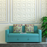 Victoria Fabric 3 Seater Pull Out Sofa Cum Bed(Blue) - 24 Months Warranty