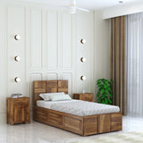Scott Solid Sheesham Wood Single Bed With Box Storage - 3 years Warranty
