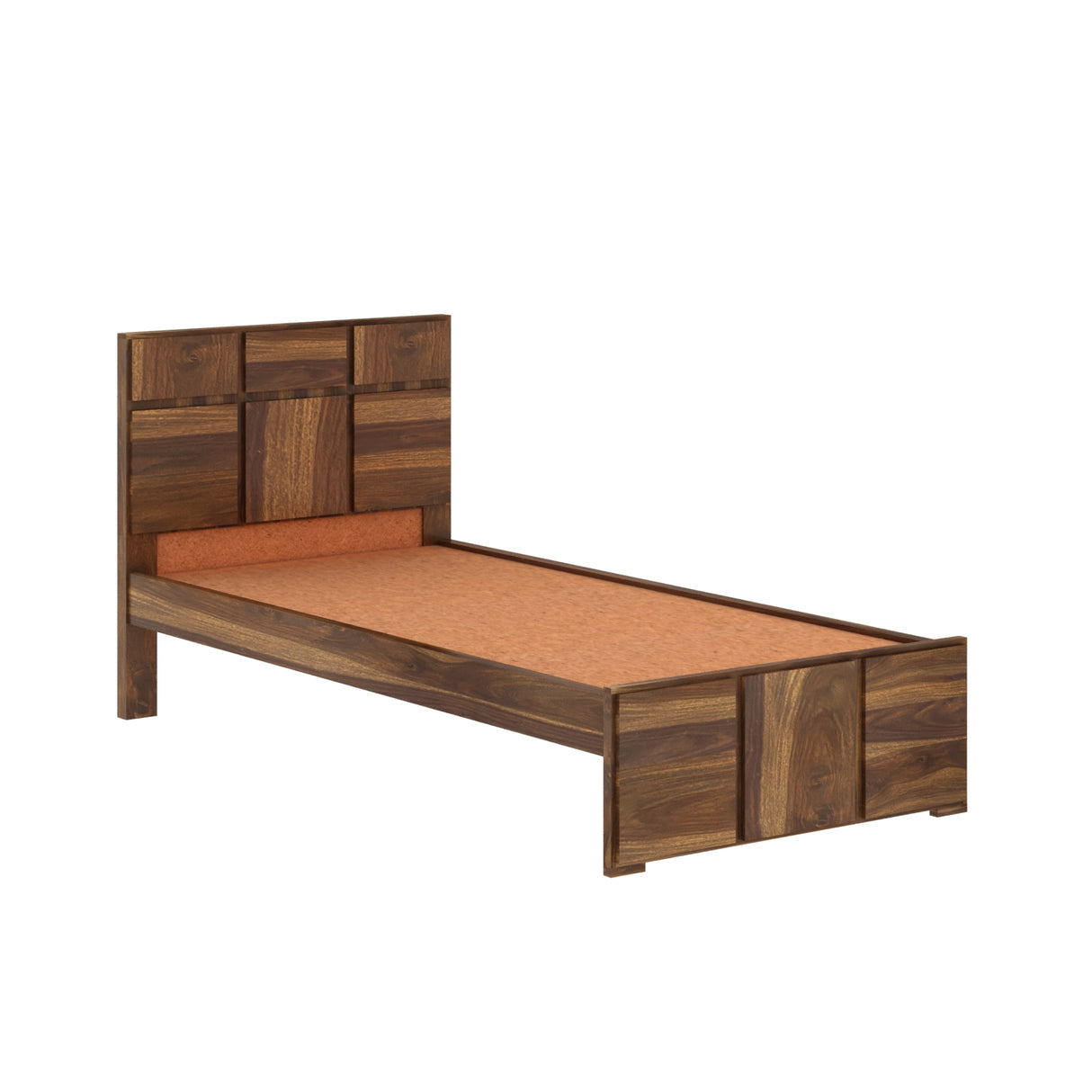 Scott Solid Sheesham Wood Single Bed  - 3 years Warranty