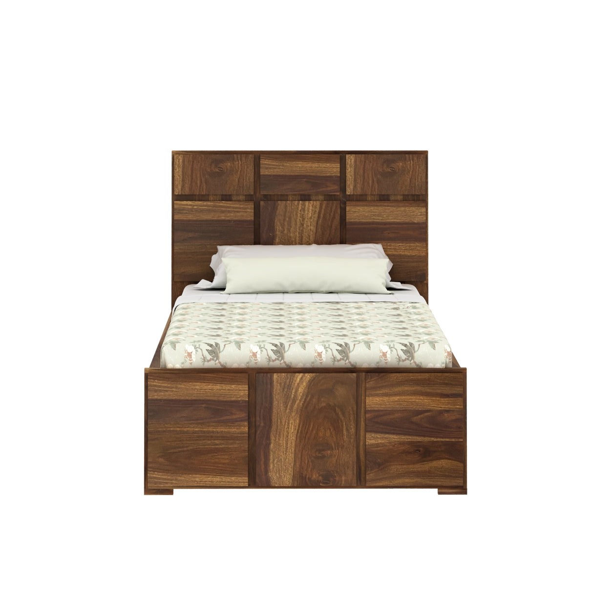Scott Solid Sheesham Wood Single Bed  - 3 years Warranty