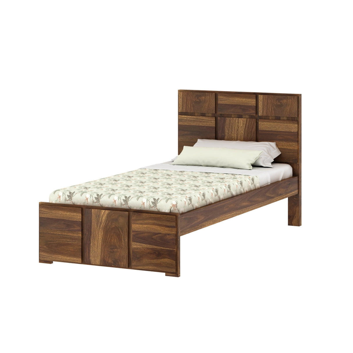 Scott Solid Sheesham Wood Single Bed  - 3 years Warranty