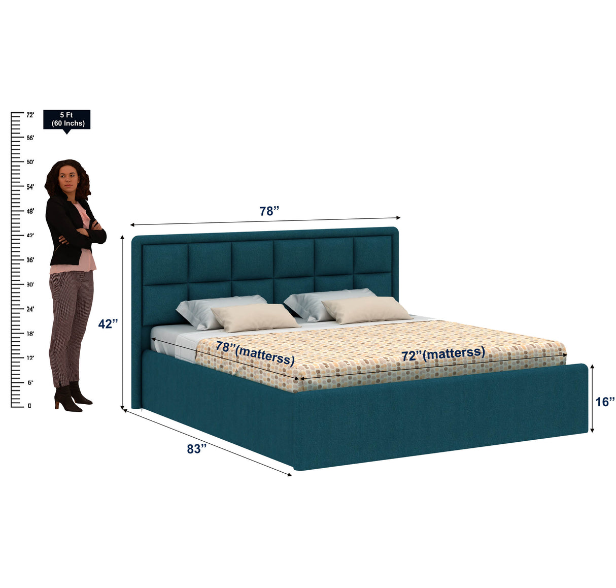 Roman Upholstered Box Storage Bed-3 Years Warranty(LUXE EDITION)