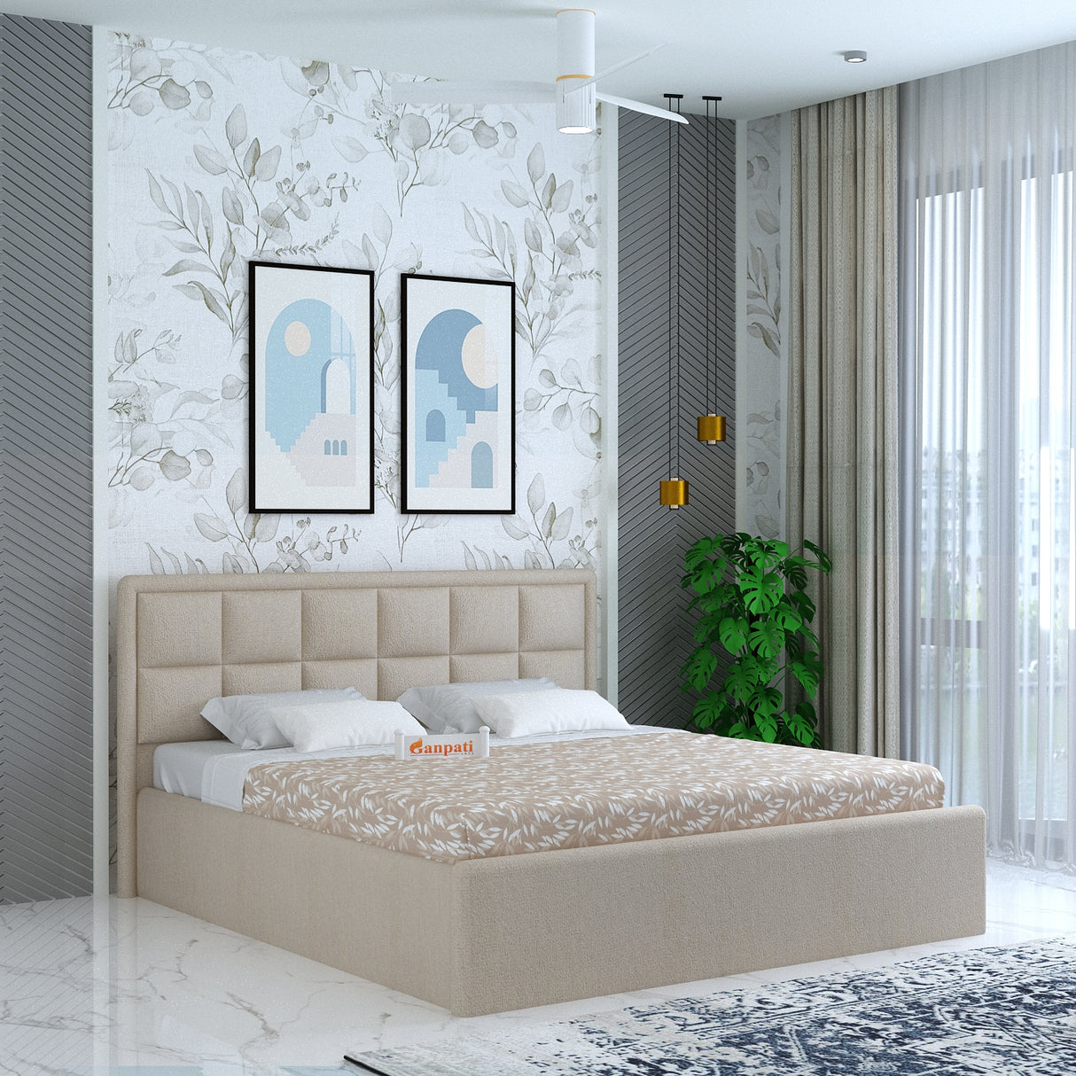 Roman Upholstered Box Storage Bed-3 Years Warranty(LUXE EDITION)