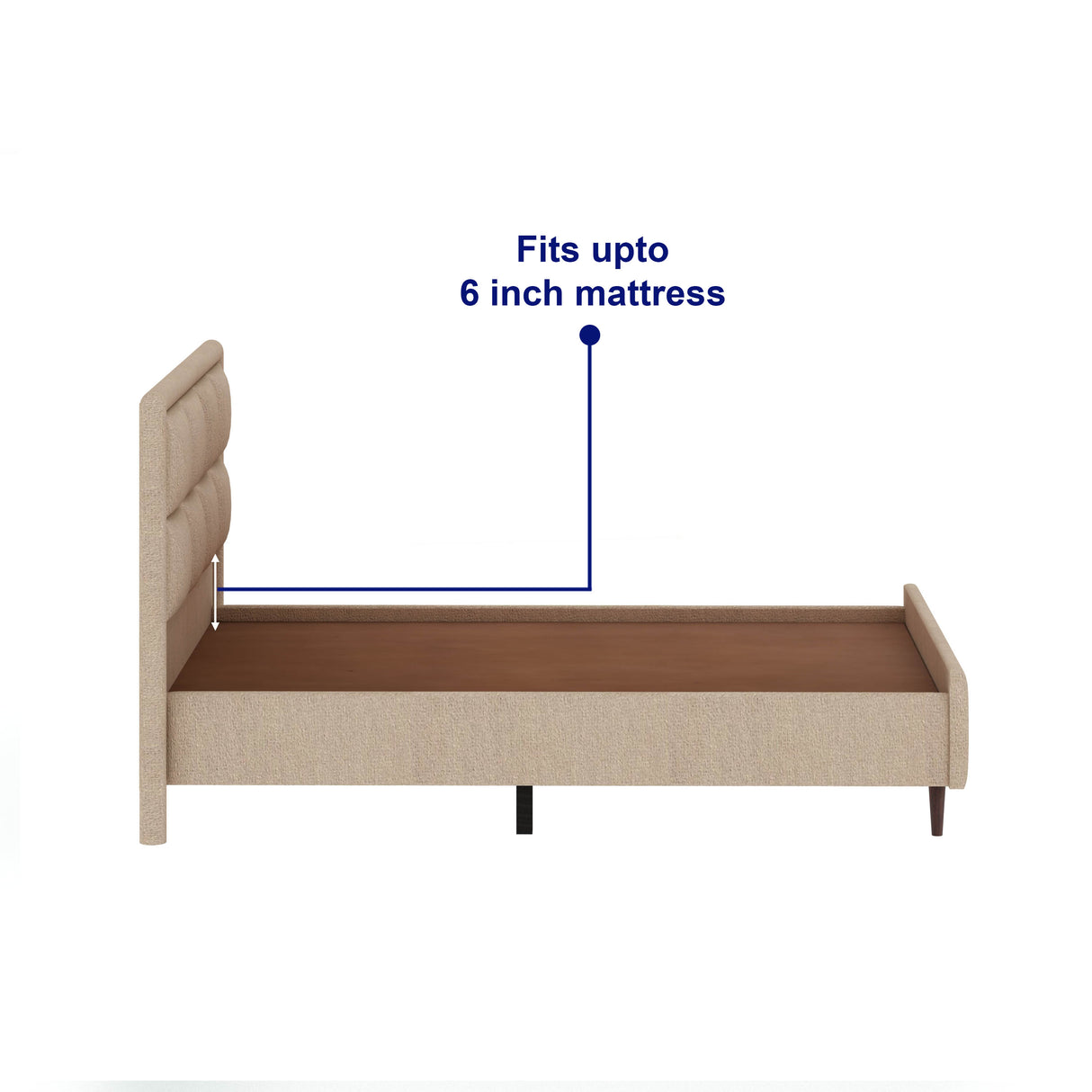 Roman Single Size Upholstered Bed 4 Feet Without Storage-3 Year Warranty(LUXE EDTION)