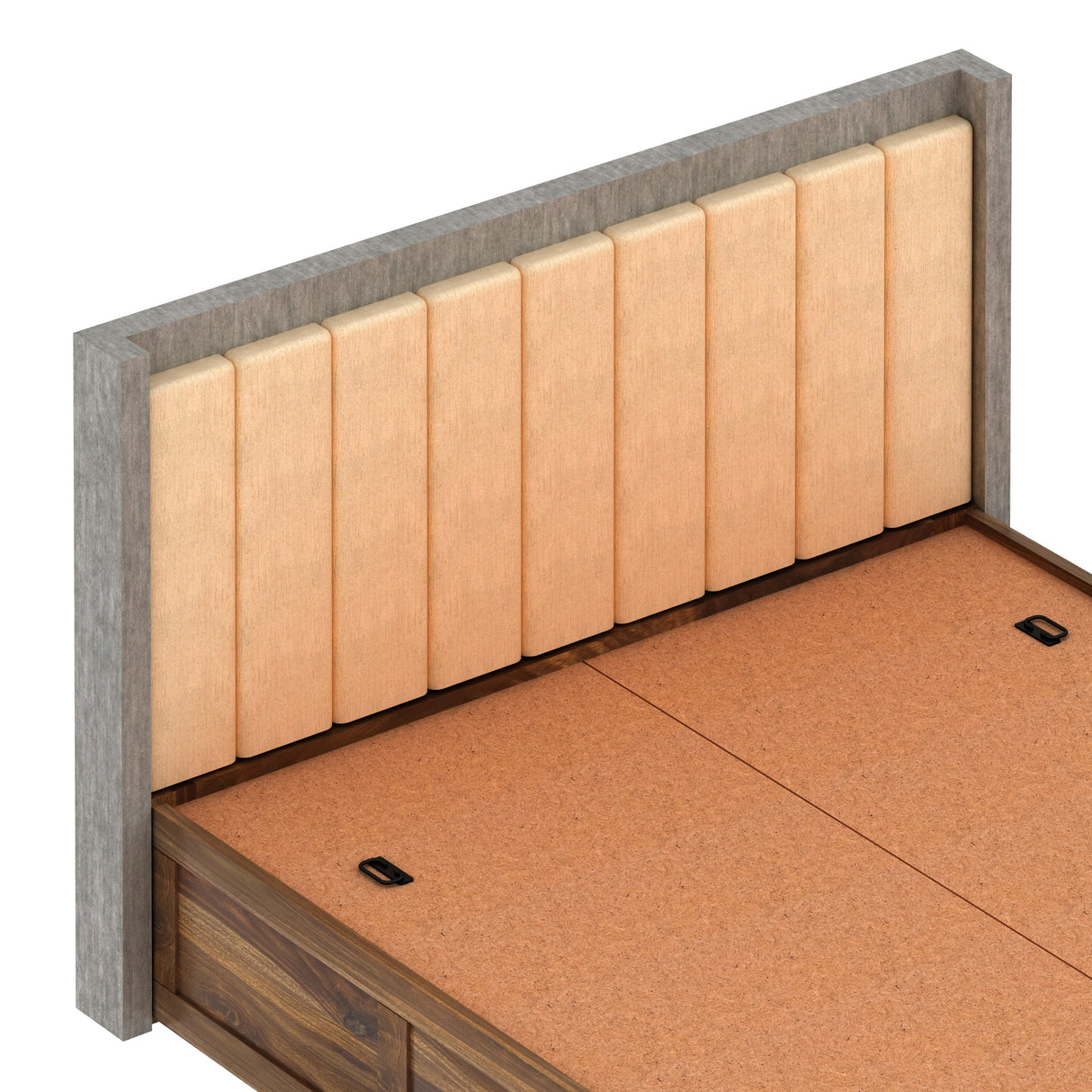 Hynes Solid Sheesham Wood Bed With Box Storage & Upholstered Headboard-3 years Warranty(Luxe Edition)