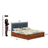 Emporio Solid Sheesham Wood Bed With Box Storage & Upholstered Headboard-3 years Warranty(LUXE EDITION)