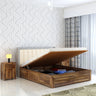 Hynes Solid Sheesham Wood Bed With Hydraulic Box Storage & Upholstered Headboard-3 years Warranty(LUXE EDITION)