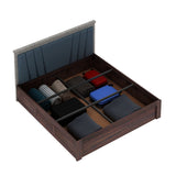 Emporio Solid Sheesham Wood Bed With Box Storage & Upholstered Headboard-3 years Warranty(LUXE EDITION)