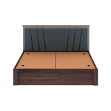 Emporio Solid Sheesham Wood Bed With Box Storage & Upholstered Headboard-3 years Warranty(LUXE EDITION)