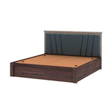 Emporio Solid Sheesham Wood Bed With Box Storage & Upholstered Headboard-1 Year Warranty(LUXE EDITION)