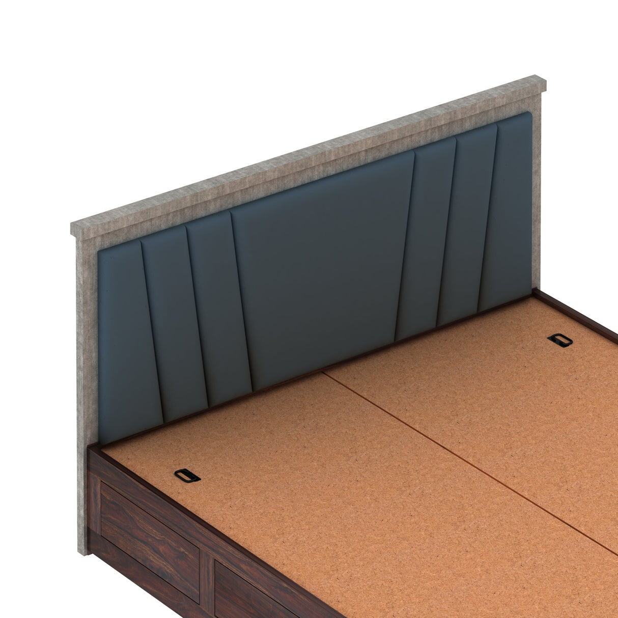 Emporio Solid Sheesham Wood Bed With Box Storage & Upholstered Headboard-3 years Warranty(LUXE EDITION)