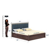 Emporio Solid Sheesham Wood Bed With Box Storage & Upholstered Headboard-3 years Warranty(LUXE EDITION)