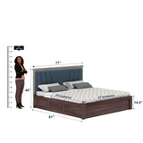 Emporio Solid Sheesham Wood Bed With Hydraulic Box Storage & Upholstered Headboard-3 years Warranty(LUXE EDITION)