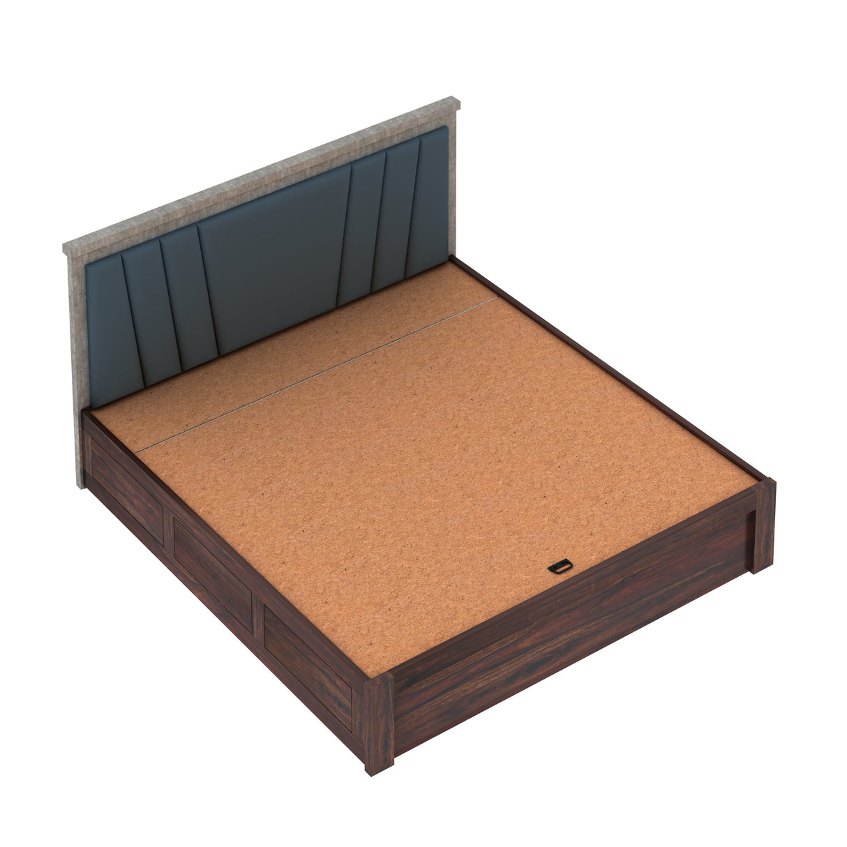 Emporio Solid Sheesham Wood Bed With Hydraulic Box Storage & Upholstered Headboard-3 years Warranty(LUXE EDITION)