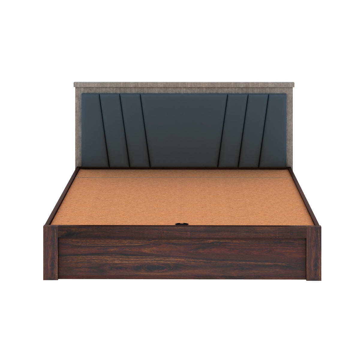 Emporio Solid Sheesham Wood Bed With Hydraulic Box Storage & Upholstered Headboard-3 years Warranty(LUXE EDITION)