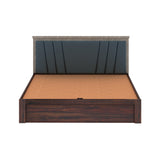 Emporio Solid Sheesham Wood Bed With Hydraulic Box Storage & Upholstered Headboard-3 years Warranty(LUXE EDITION)