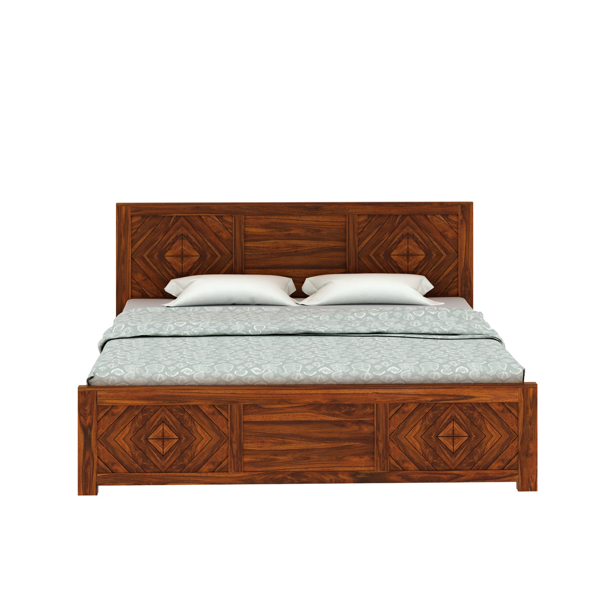 Wave Solid Sheesham Wood Bed with Box Storage - 3 Years Warranty