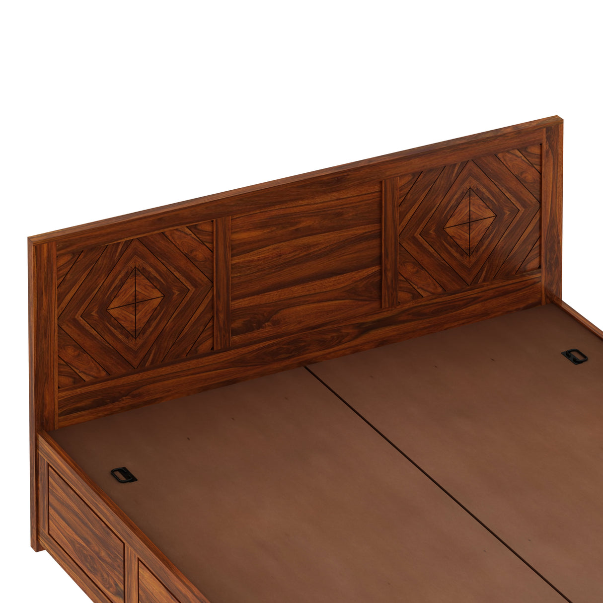 Wave Solid Sheesham Wood Bed with Box Storage - 3 Years Warranty
