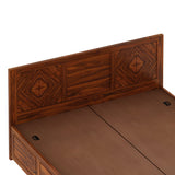 Wave Solid Sheesham Wood Bed with Box Storage - 3 Years Warranty