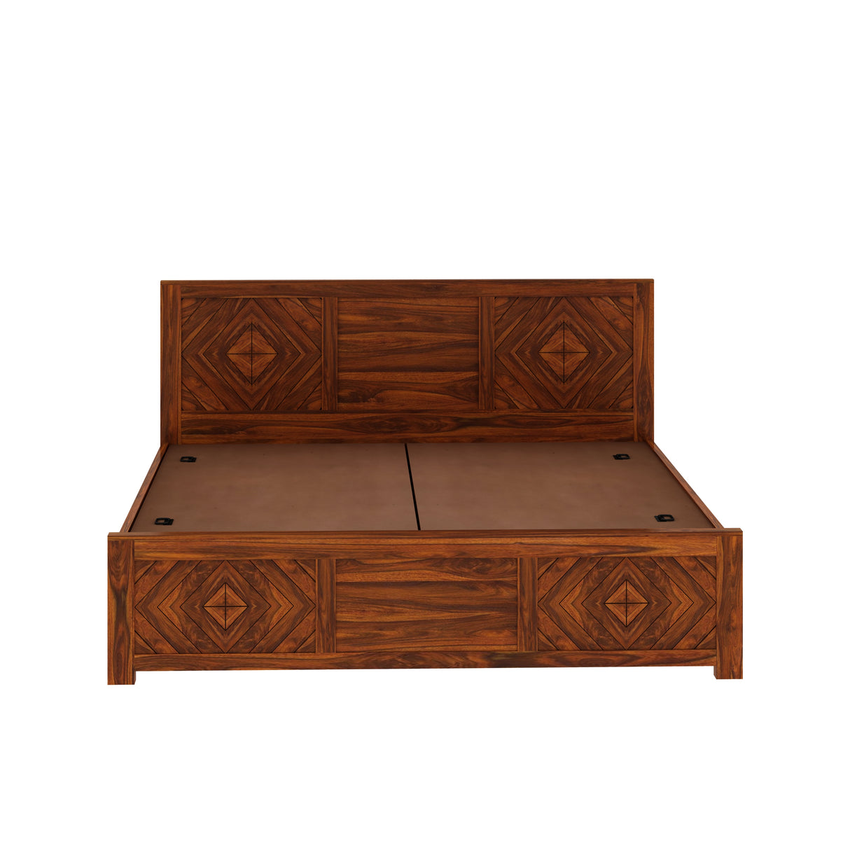 Wave Solid Sheesham Wood Bed with Box Storage - 3 Years Warranty