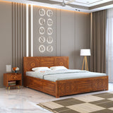 Wave Solid Sheesham Wood Bed with Box Storage - 3 Years Warranty