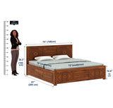 Wave Solid Sheesham Wood Bed with Box Storage - 3 Years Warranty