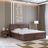 Wave Solid Sheesham Wood Bed with Box Storage - 3 Years Warranty
