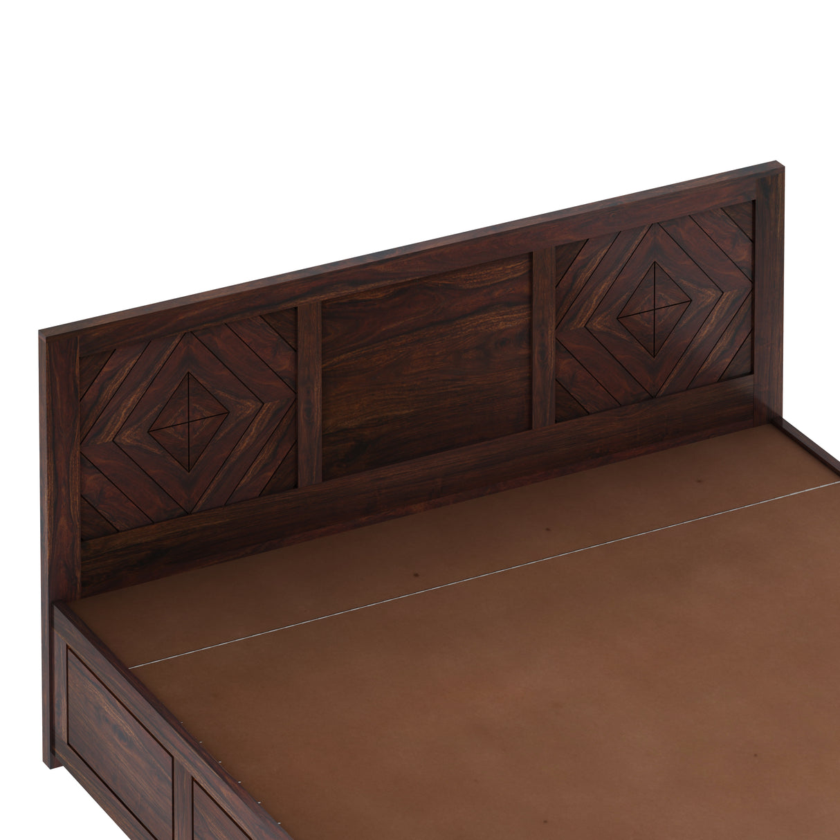 Wave Solid Sheesham Wood Bed with Hydraulic Storage - 3 Years Warranty
