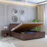 Wave Solid Sheesham Wood Bed with Hydraulic Storage - 3 Years Warranty