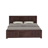 Wave Solid Sheesham Wood Bed with Hydraulic Storage - 3 Years Warranty