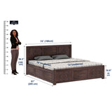 Wave Solid Sheesham Wood Bed with Hydraulic Storage - 3 Years Warranty