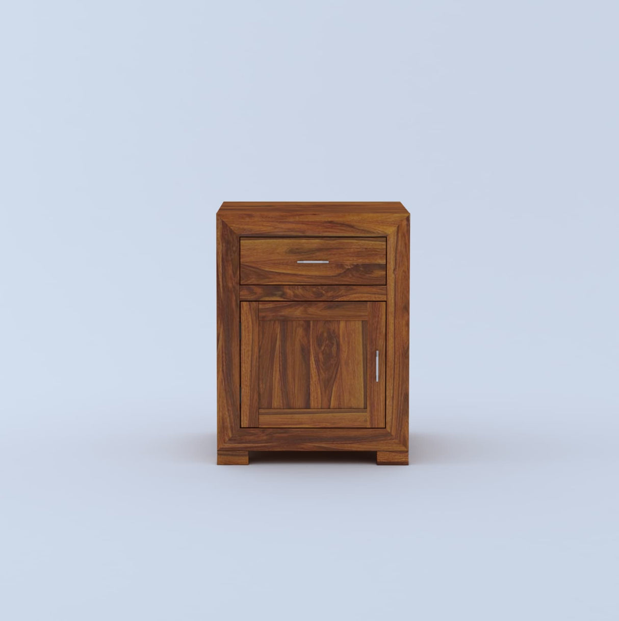 Trace Solid Sheesham Wood Bedside With Drawer and Door Storage - 1 Year Warranty