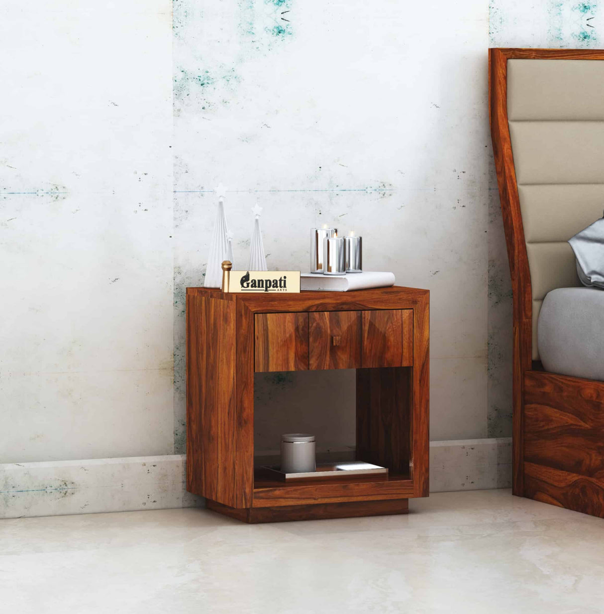 Oslo Solid Sheesham Wood Bedside Table - 1 Year Warranty