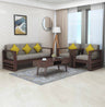 Lurid Solid Sheesham Wood 5 Seater Sofa Set 3+1+1 With Side Pockets - 1 Year Warranty