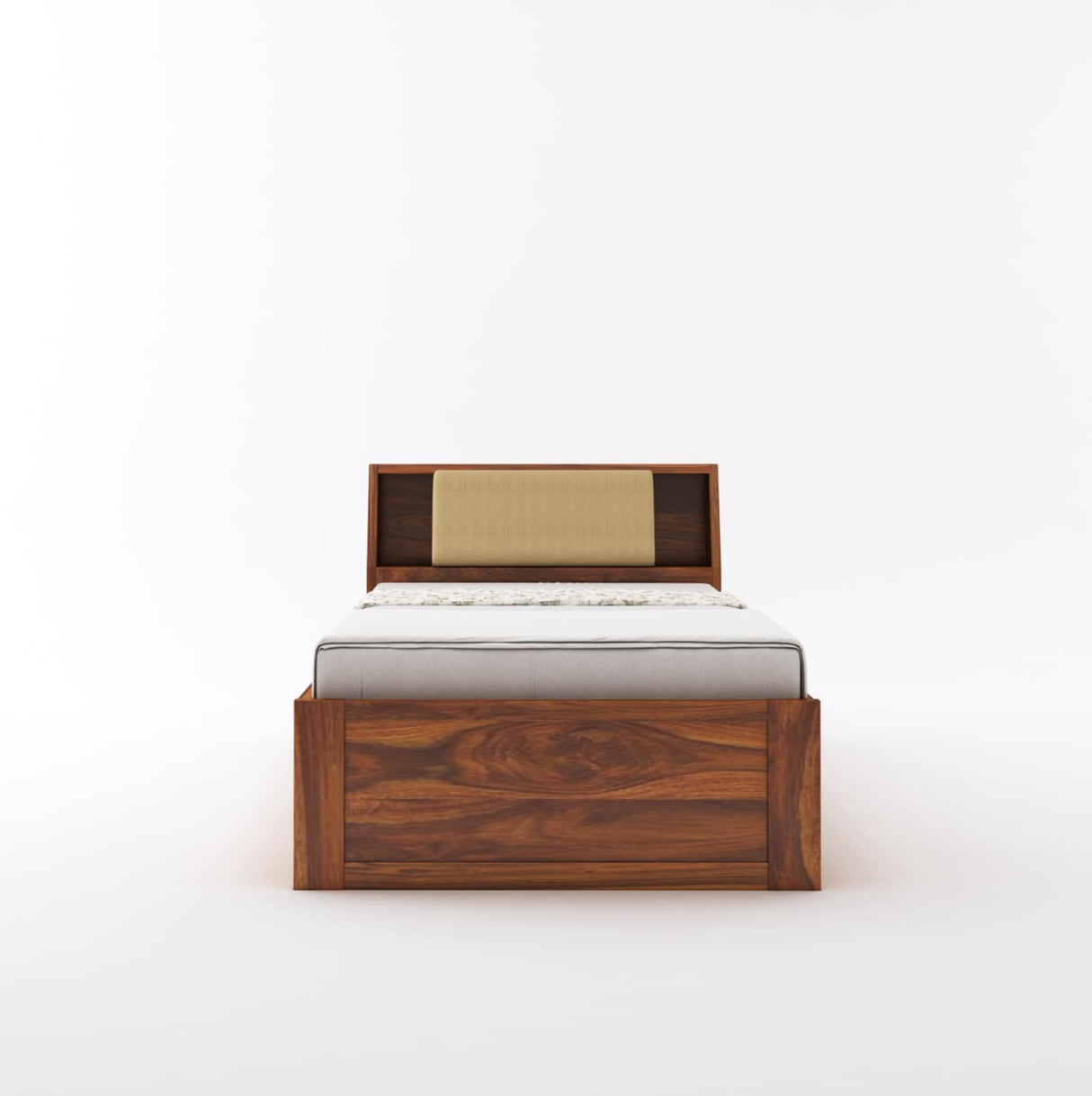 Mayor Solid Sheesham Wood Single Bed With Headboard and Box Storage - 1 Year Warranty