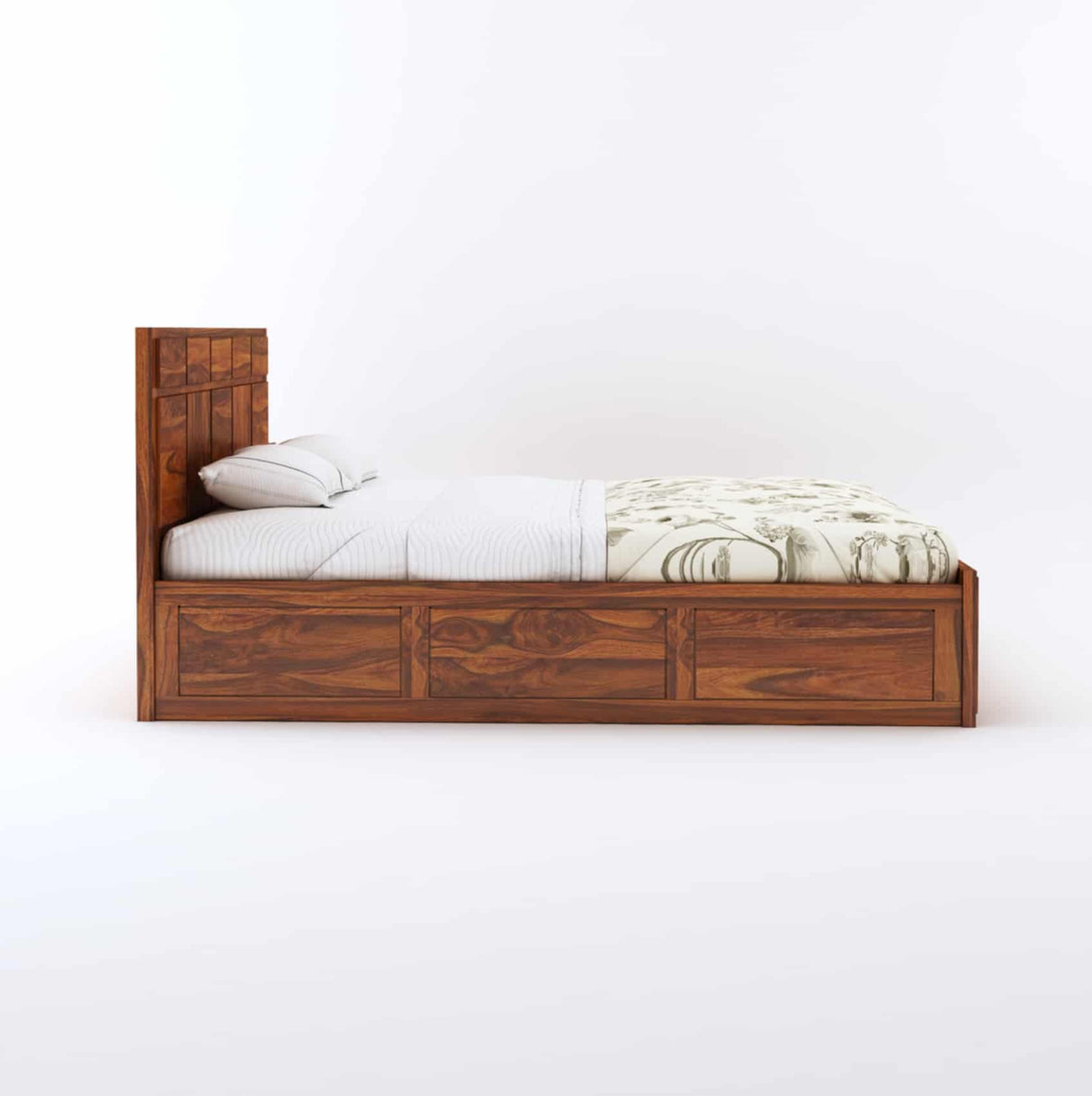 Scott Solid Sheesham Wood Bed With Hydraulic Storage - 1 Year Warranty