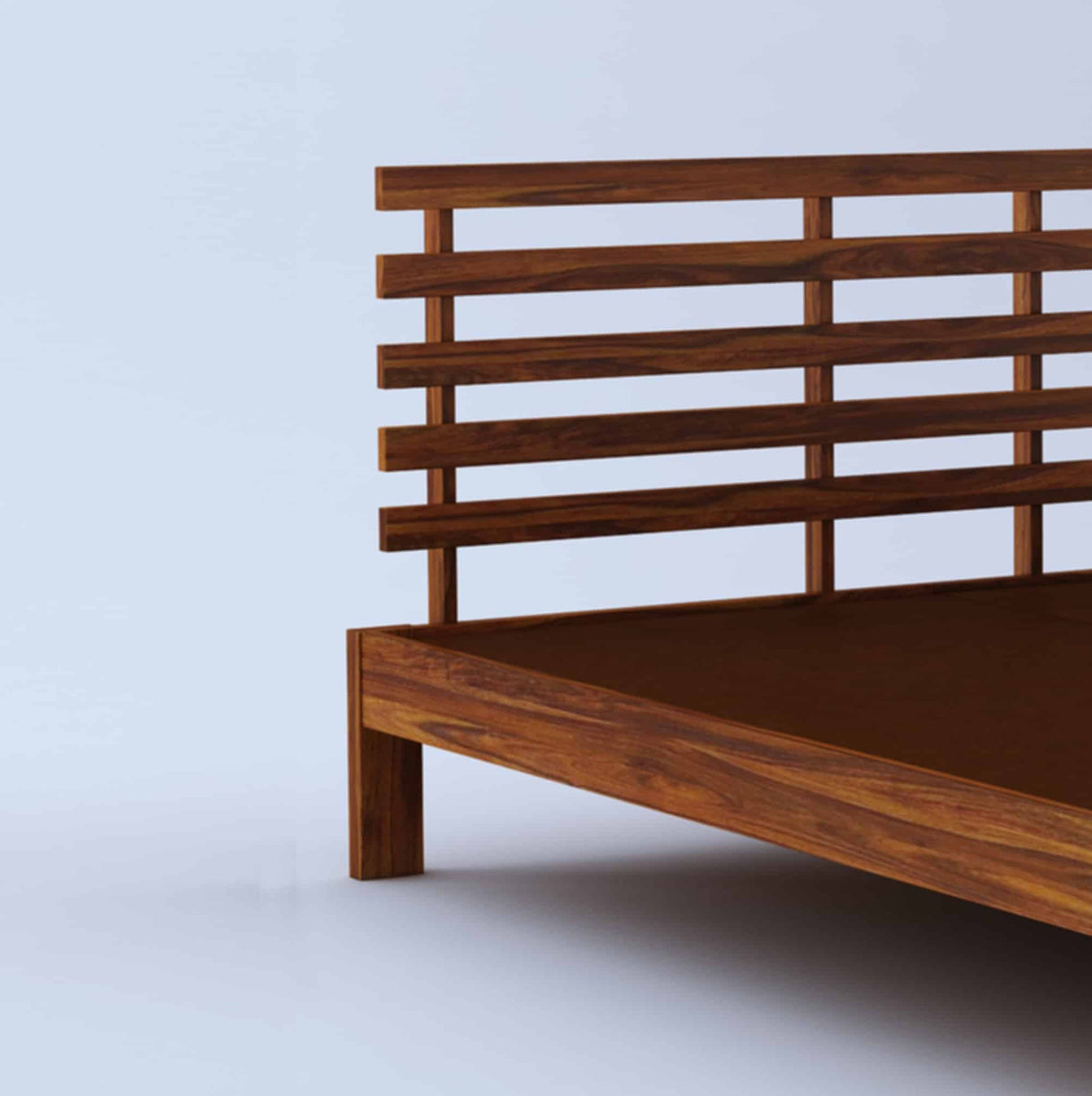 Strap Solid Sheesham Wood Bed Without Storage - 1 Year Warranty