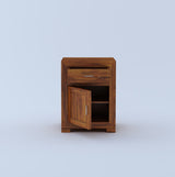 Trace Solid Sheesham Wood Bedside With Drawer and Door Storage - 1 Year Warranty