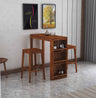 Foster Solid Sheesham Wood Bar Table With Two Stools - 1 Year Warranty