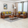 Lurid Solid Sheesham Wood 5 Seater Sofa Set 3+1+1 With Side Pockets - 1 Year Warranty