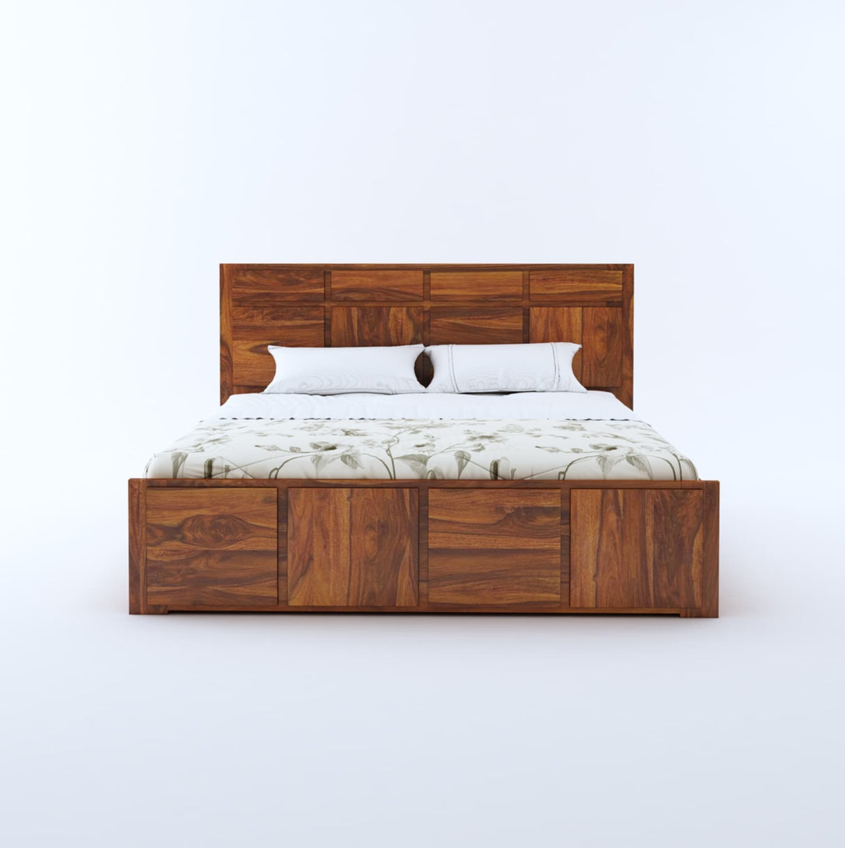 Scott Solid Sheesham Wood Bed With Hydraulic Storage - 1 Year Warranty