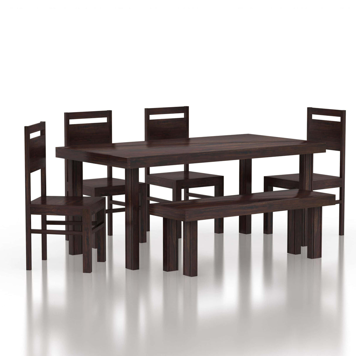 Jaipur Solid Sheesham Wood 6 Seater Dining Table Set - 1 Year Warranty