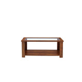 Maharaja Solid Sheesham Wood Coffee Table With Glass Top - 1 Year Warranty