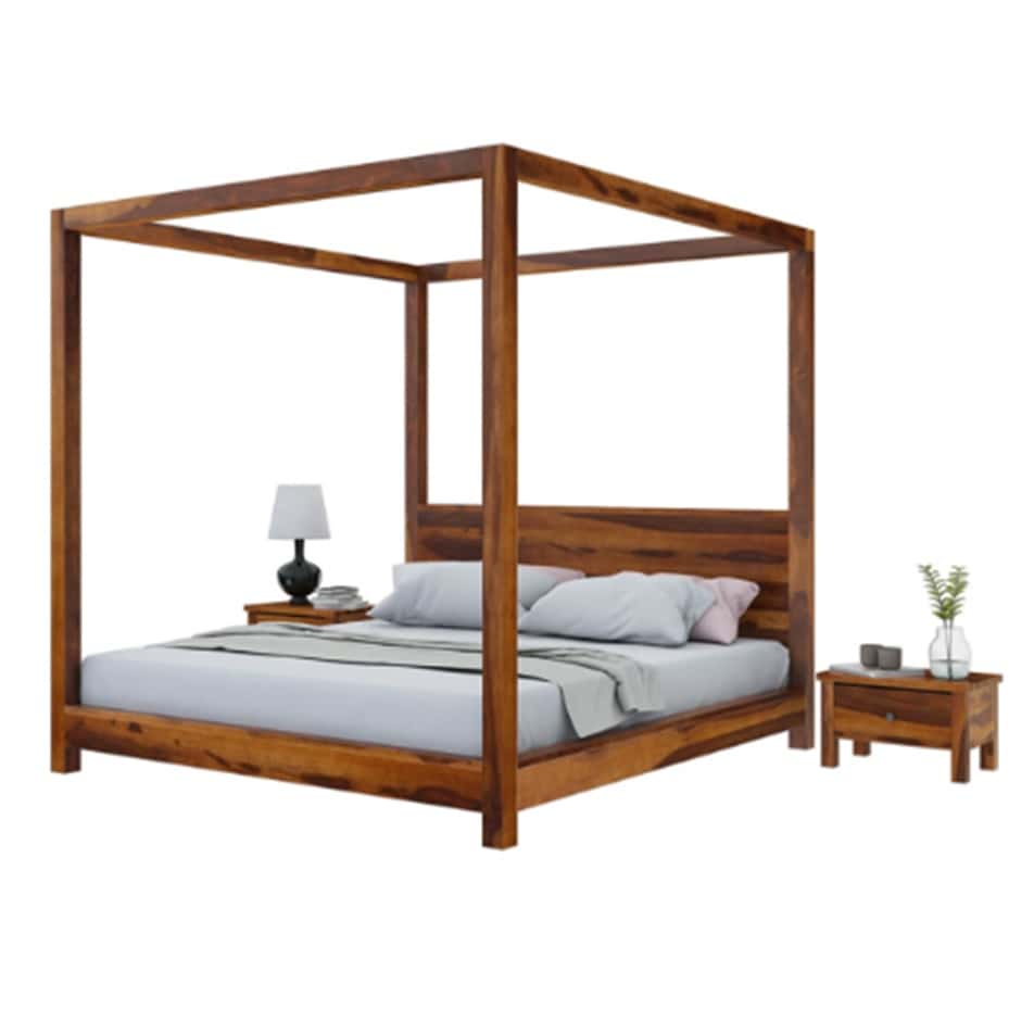 Maldives Solid Sheesham Wood Poster Bed - 1 Year Warranty