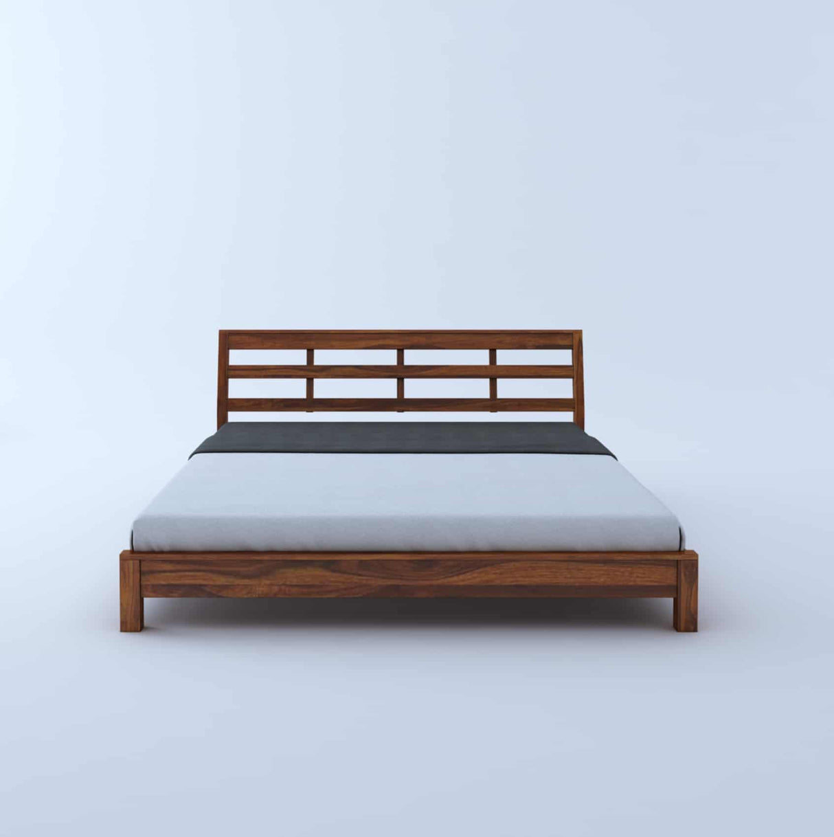 LATIN New Low Height Solid Sheesham Wood Bed Without Storage - 1 Year Warranty